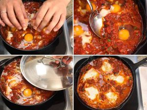 Shakshuka Afrika Utara Dari Saus Tomat Rempah Dan Telur Lumer
